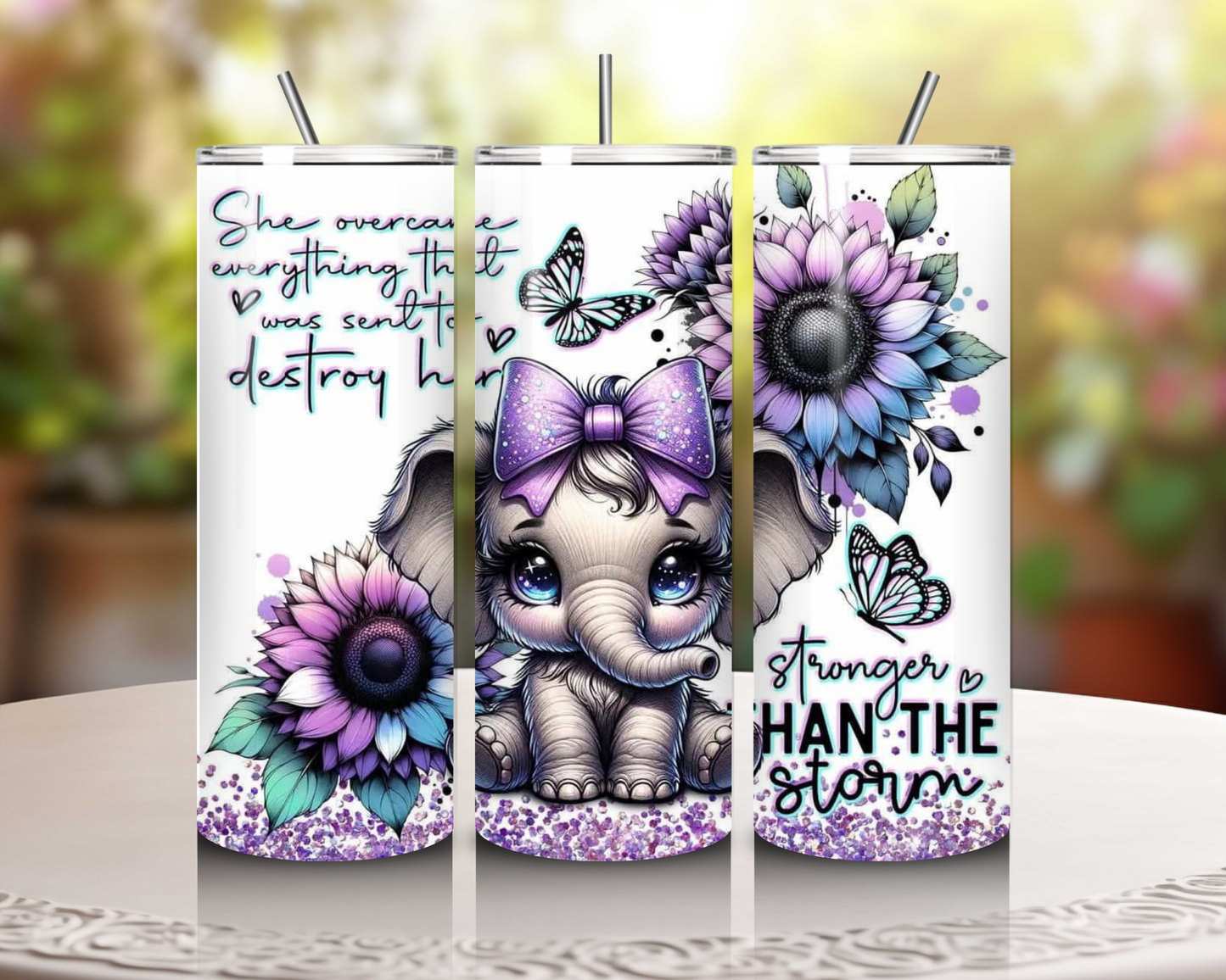 Stronger Than the Storm 20 oz Skinny Tumbler – Inspiring Drinkware for Breast Cancer Awareness & Mental Health Support!