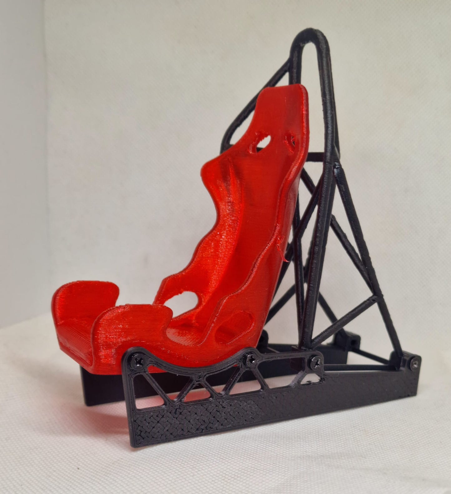 🏎️ 3D Printed Recaro Racing Seat Phone Holder with Roll Cage – Real Carbon Fibre – Custom Colours