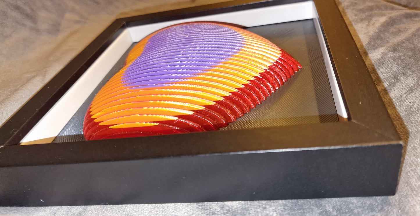 ❤️ 3D Printed Tri-Colour Heart in Shadow Box Frame – Ready to Hang or Display