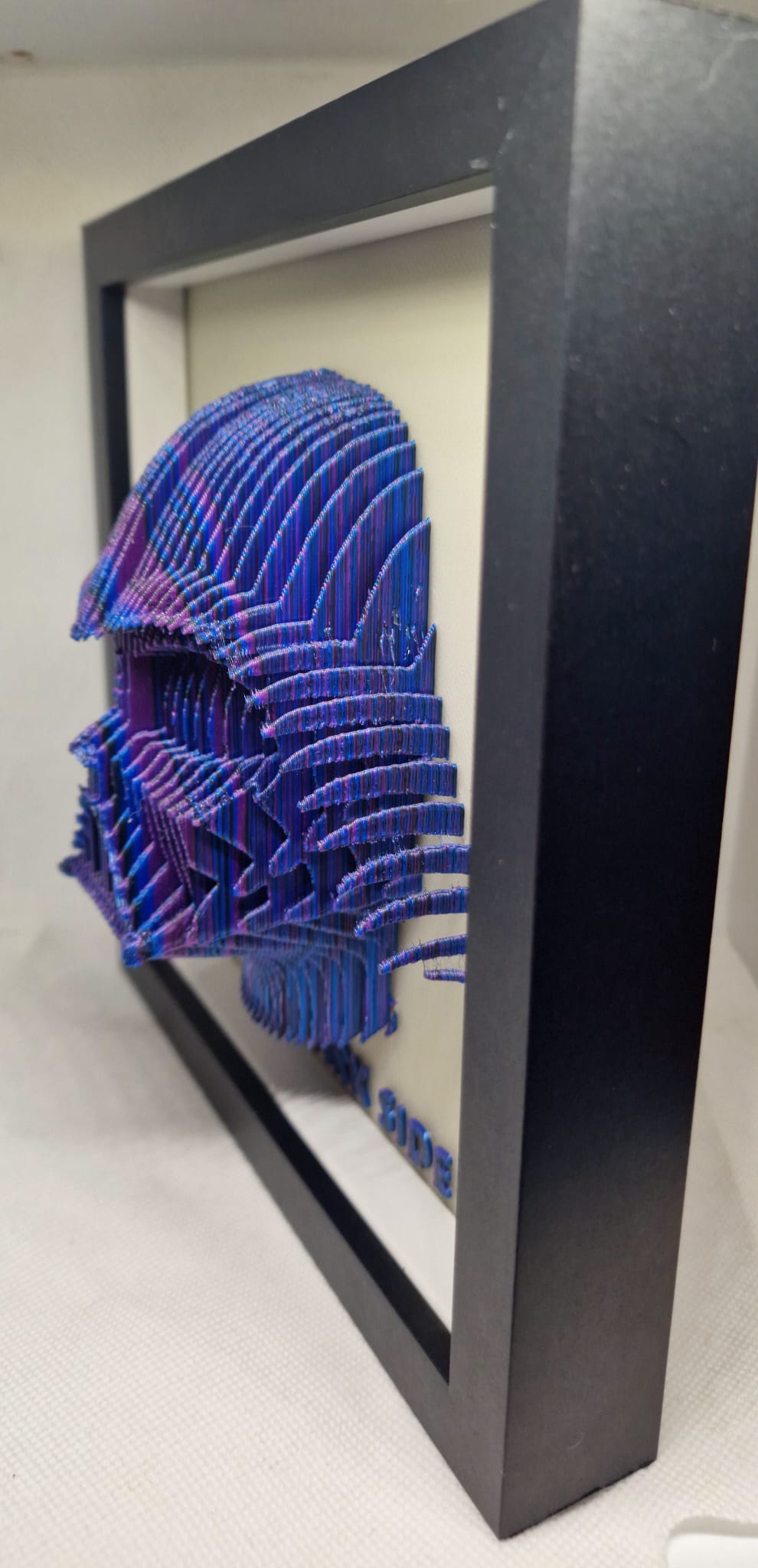 3D Darth Vader Shadow Box – Duo Dark PLA + Glow-in-the-Dark “The Dark Side” Background – Star Wars Display