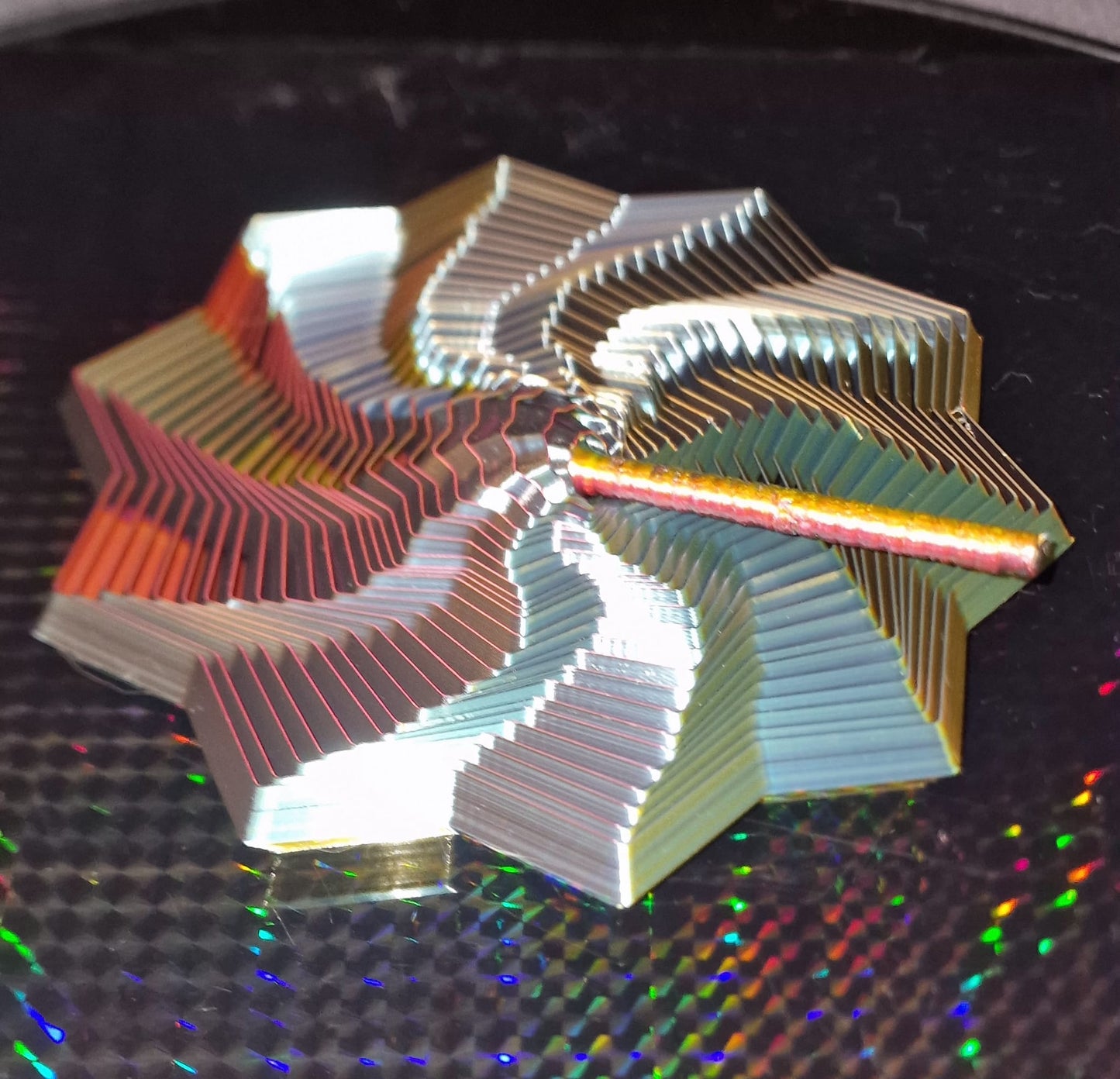 3D Printed 10-Pointed Sensory Fidget Toy with Handle – Quad Colour Silk PLA – Autism & ADHD Support