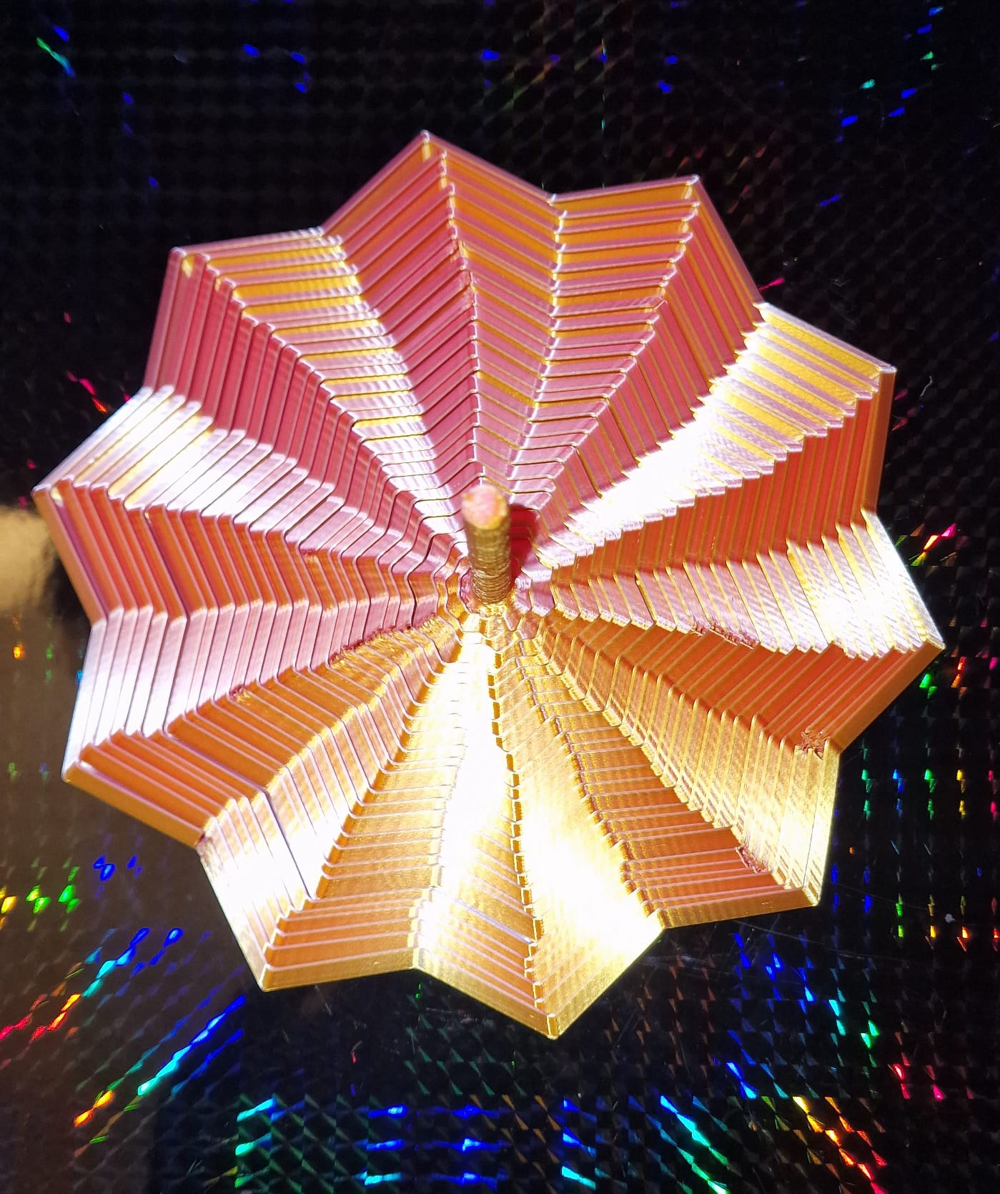 3D Printed 10-Pointed Sensory Fidget Toy with Handle – Quad Colour Silk PLA – Autism & ADHD Support