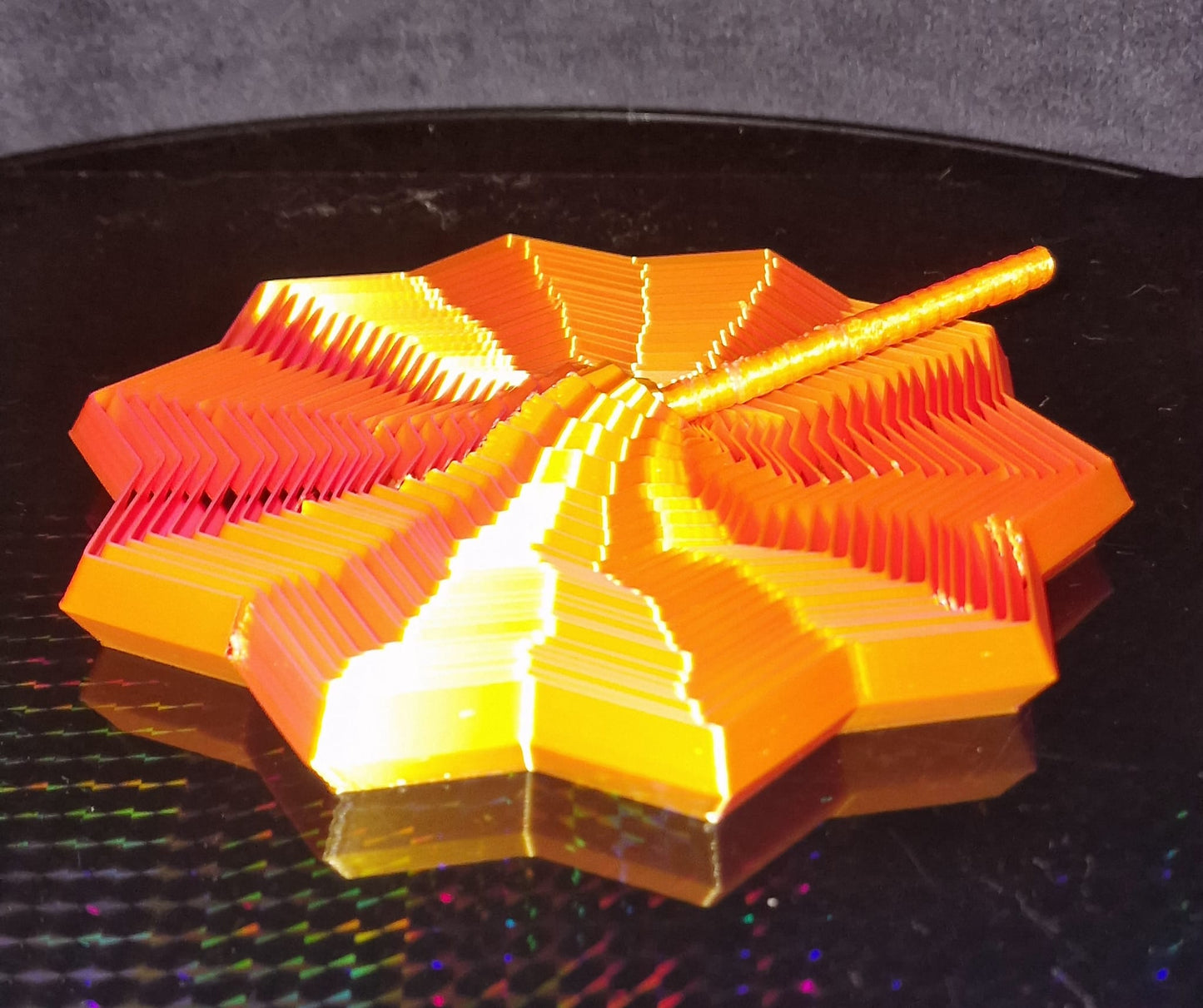 3D Printed 10-Pointed Sensory Fidget Toy with Handle – Quad Colour Silk PLA – Autism & ADHD Support