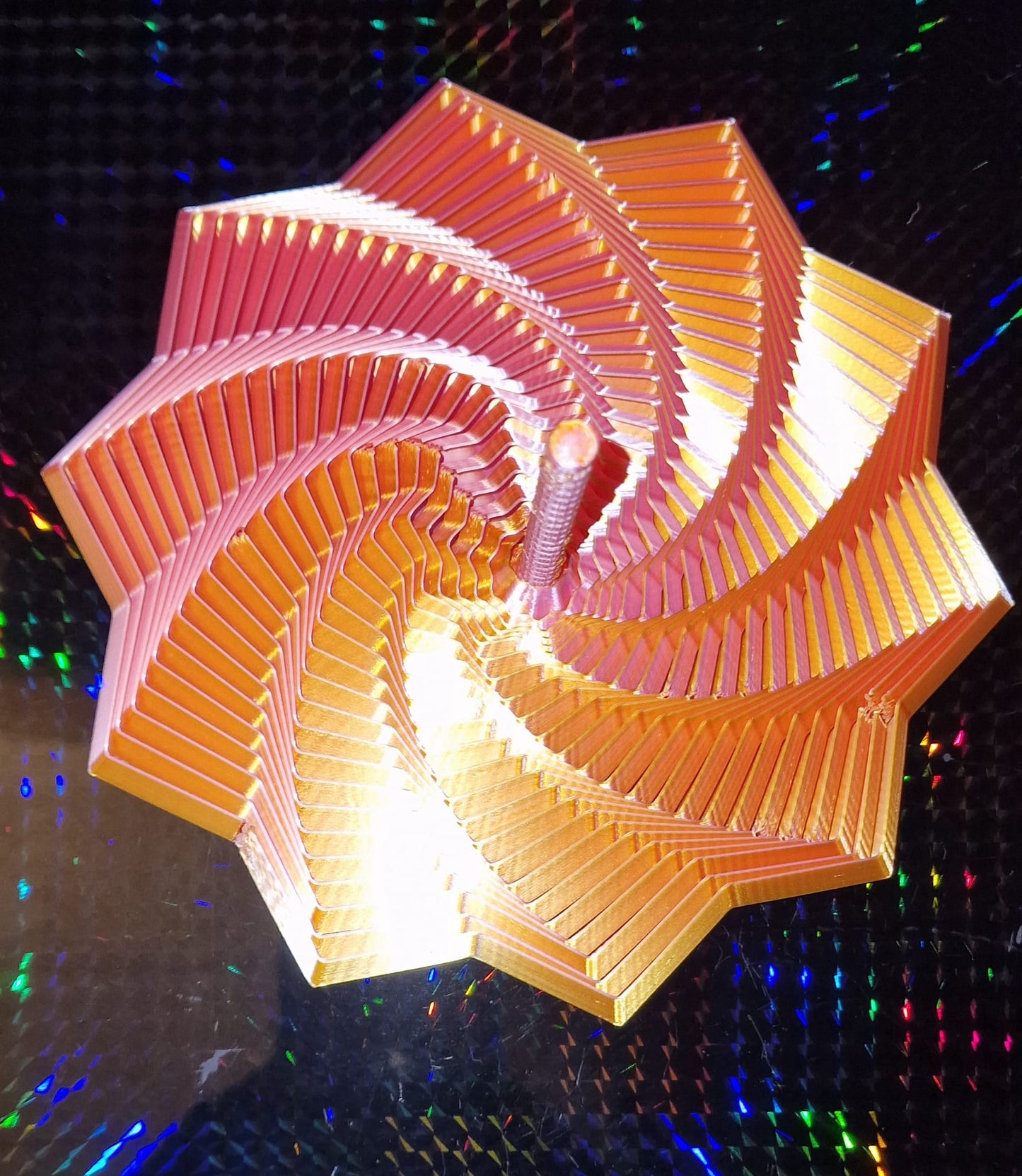 3D Printed 10-Pointed Sensory Fidget Toy with Handle – Quad Colour Silk PLA – Autism & ADHD Support