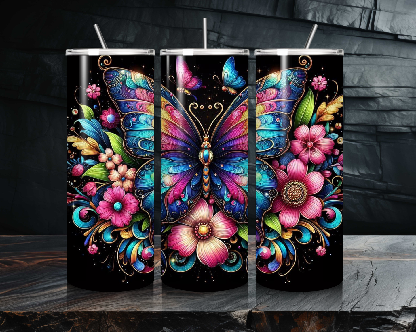 Beautiful Butterfly Collection - 20oz Skinny Tumbler - Sip with Elegance and Grace!