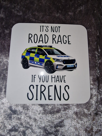 Personalised Gift Police Car Mug And Or Coaster Emergency Services. Policeman, Policewoman