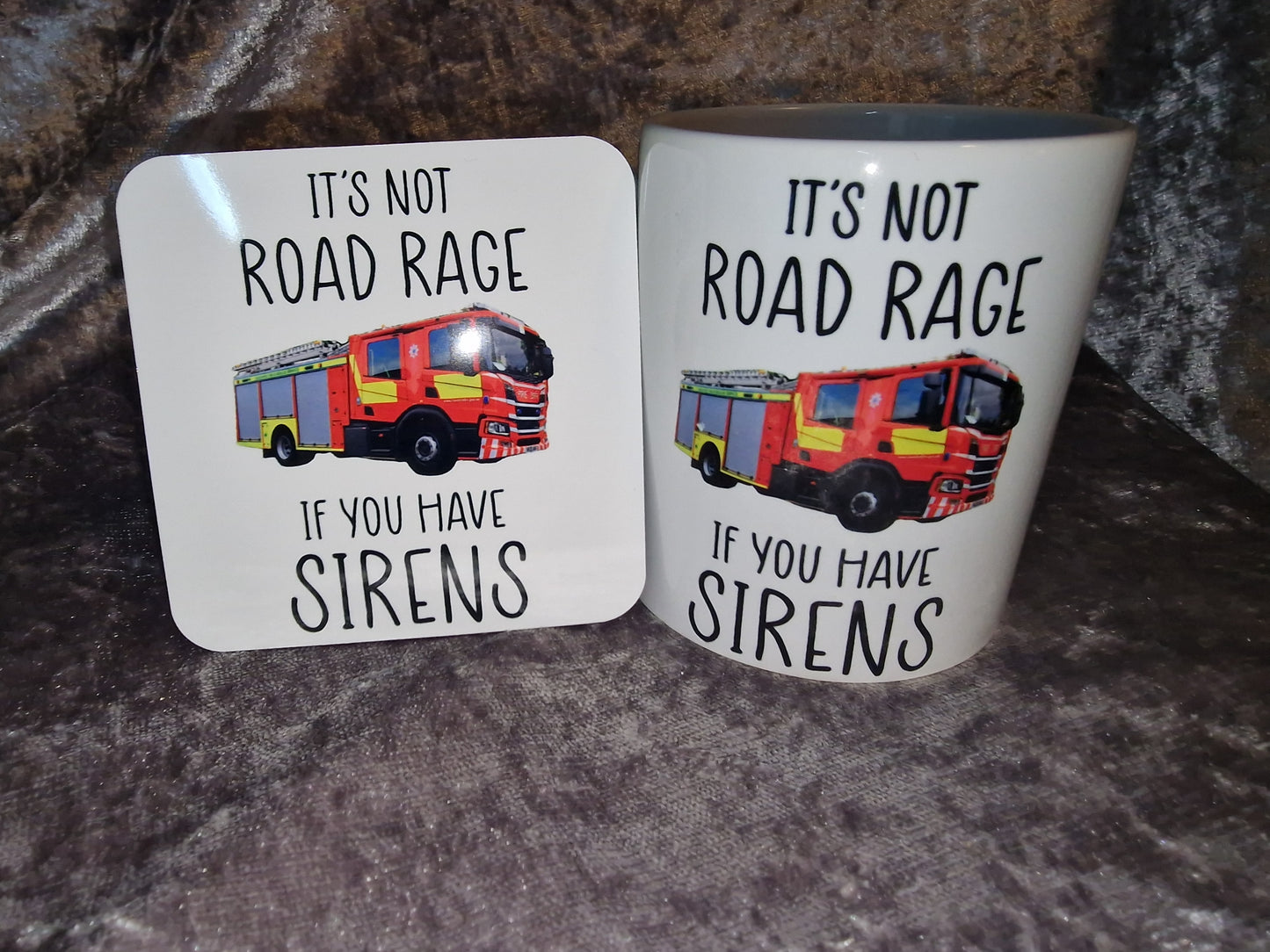 Personalised Gift Fire Engine Mug And Or Coaster Emergency Services. Fireman, Firewoman, Fire Service, Fire Fighter