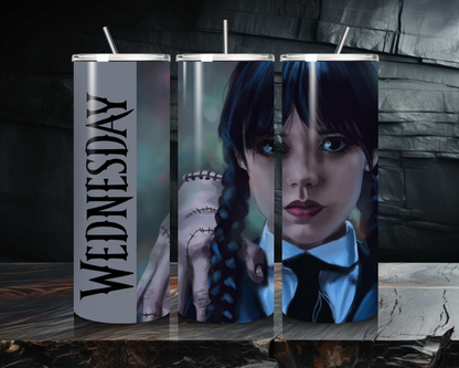 Wednesday Addams Inspired Collection - Custom 20oz Skinny Tumbler - Sip in Dark, Quirky Style!