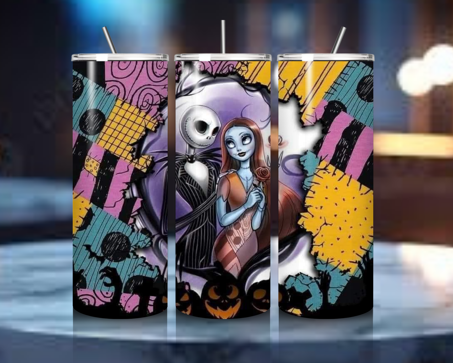 Unique Tim Burton Collection - 20oz Skinny Tumbler. Hot And Cold. Thermos.