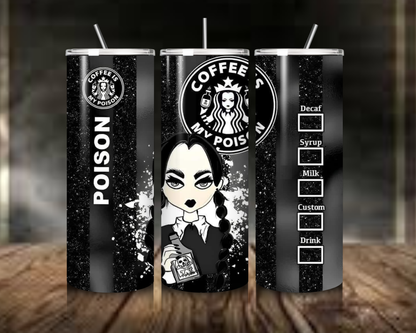 Wednesday Addams Inspired Collection - Custom 20oz Skinny Tumbler - Sip in Dark, Quirky Style!