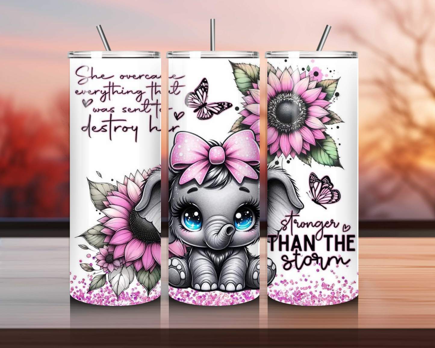 Stronger Than the Storm 20 oz Skinny Tumbler – Inspiring Drinkware for Breast Cancer Awareness & Mental Health Support!