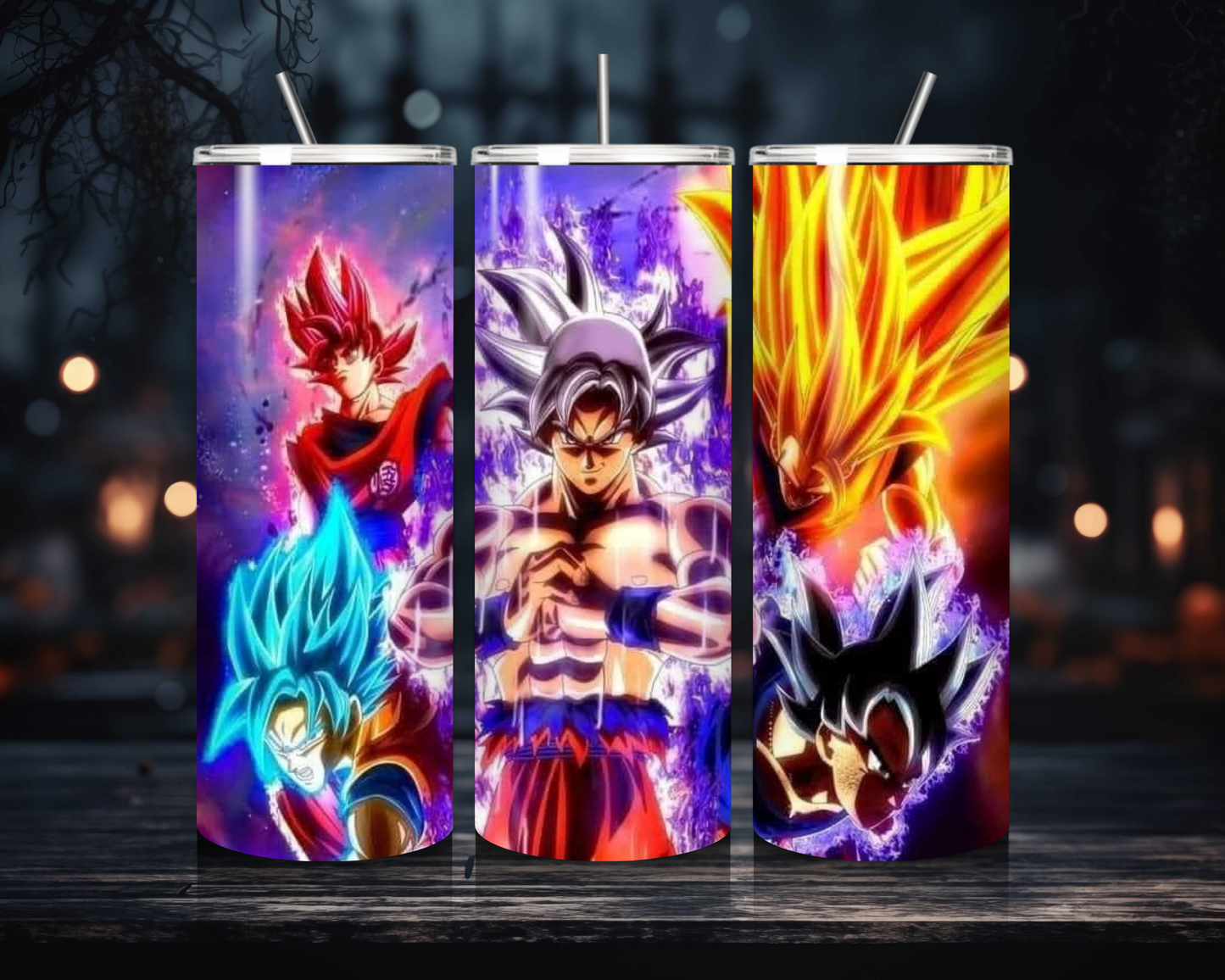 Anime Dragon Balls Z Inspired Themed Collection 20oz Skinny Tumblers. Hot And Cold.