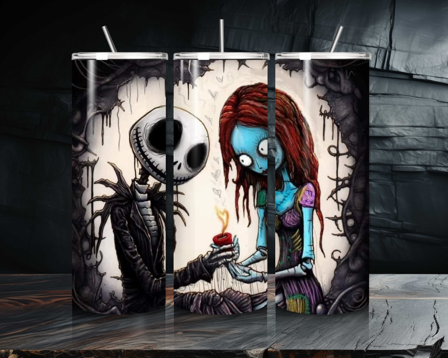 Unique Tim Burton Collection - 20oz Skinny Tumbler. Hot And Cold. Thermos.