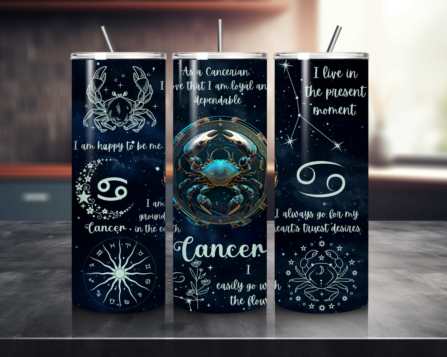 Luna Zodiac Birth Sign - Handcrafted 20oz Skinny Tumbler - Personalised Gift