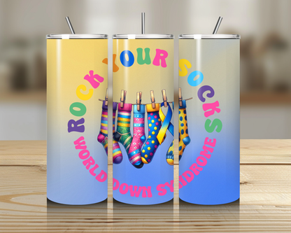 Down syndrome Awareness Collection 20oz Skinny Tumbler. Thermos. Hot & Cold