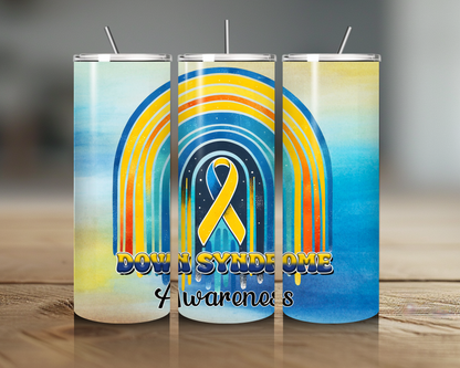 Down syndrome Awareness Collection 20oz Skinny Tumbler. Thermos. Hot & Cold