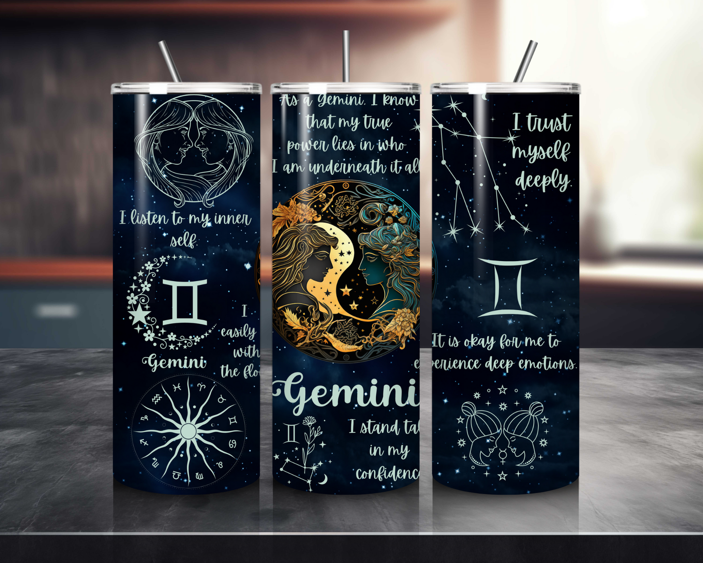 Luna Zodiac Birth Sign - Handcrafted 20oz Skinny Tumbler - Personalised Gift