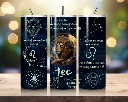 Luna Zodiac Birth Sign - Handcrafted 20oz Skinny Tumbler - Personalised Gift