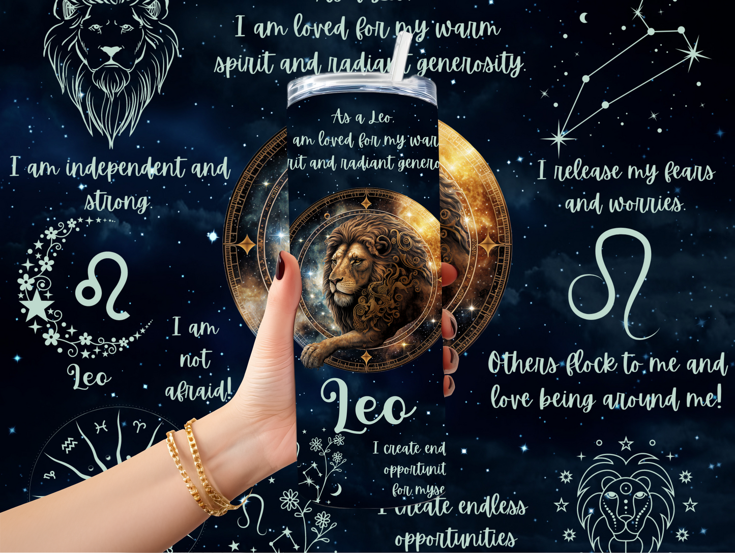 Luna Zodiac Birth Sign - Handcrafted 20oz Skinny Tumbler - Personalised Gift