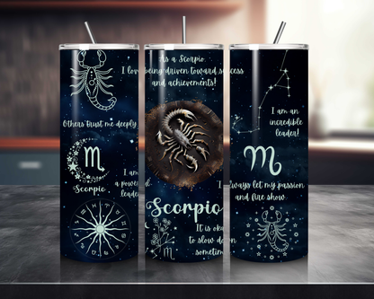 Luna Zodiac Birth Sign - Handcrafted 20oz Skinny Tumbler - Personalised Gift