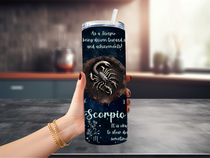 Luna Zodiac Birth Sign - Handcrafted 20oz Skinny Tumbler - Personalised Gift