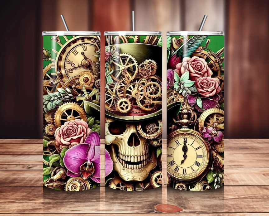 Steampunk 20 oz Steel Tumbler | Custom Travel Mug | Unique Gift for Him & Her | Vintage Style Drinkware