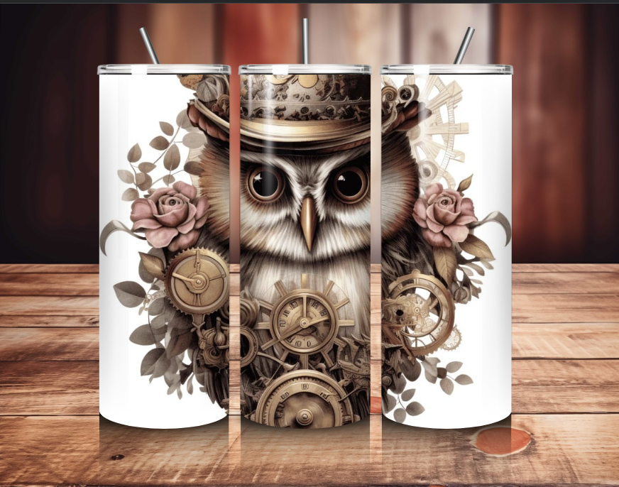 Steampunk 20 oz Steel Tumbler | Custom Travel Mug | Unique Gift for Him & Her | Vintage Style Drinkware