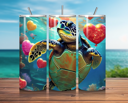 Turtle Inspired 20 oz Skinny Tumbler – Eco-Friendly Travel Mug for Beach Lovers!