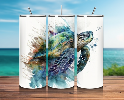 Turtle Inspired 20 oz Skinny Tumbler – Eco-Friendly Travel Mug for Beach Lovers!