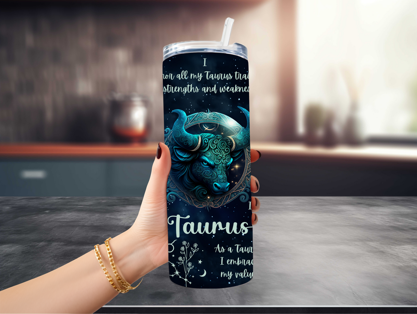 Luna Zodiac Birth Sign - Handcrafted 20oz Skinny Tumbler - Personalised Gift