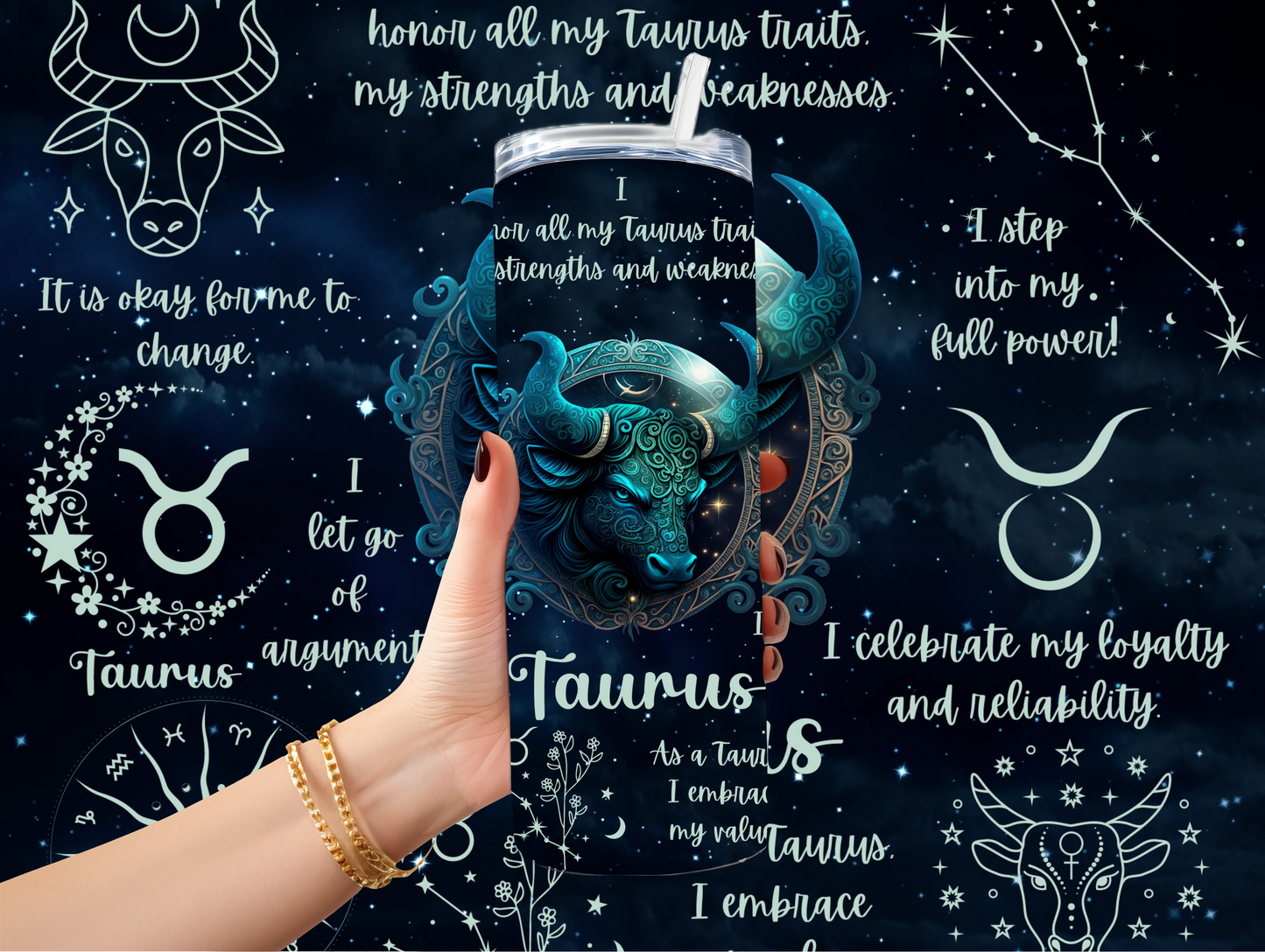 Luna Zodiac Birth Sign - Handcrafted 20oz Skinny Tumbler - Personalised Gift