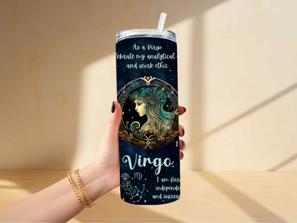 Luna Zodiac Birth Sign - Handcrafted 20oz Skinny Tumbler - Personalised Gift