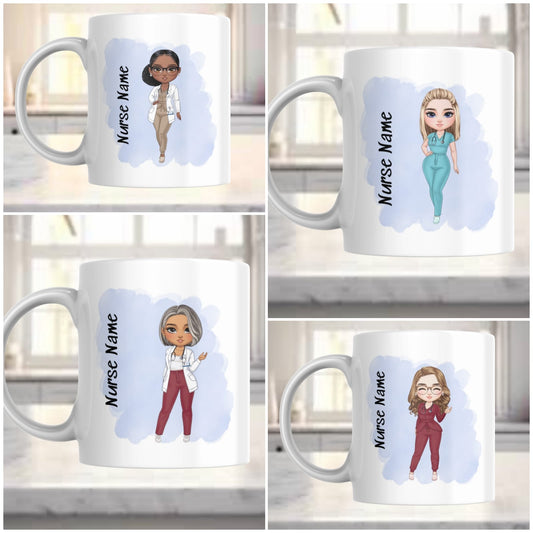 Custom Personalised Nurse, Doctor, Medical Staff Mug. Different Hairstyles, Uniform Choices And More