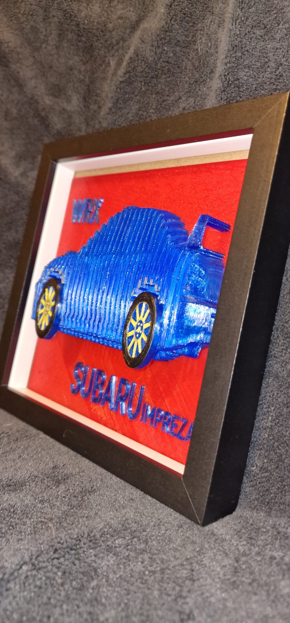 3D Printed Subaru Model in Shadow Box Frame – 20cm x 20cm
