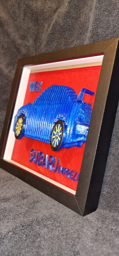 3D Printed Subaru Model in Shadow Box Frame – 20cm x 20cm