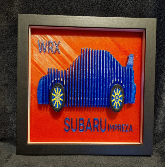 3D Printed Subaru Model in Shadow Box Frame – 20cm x 20cm