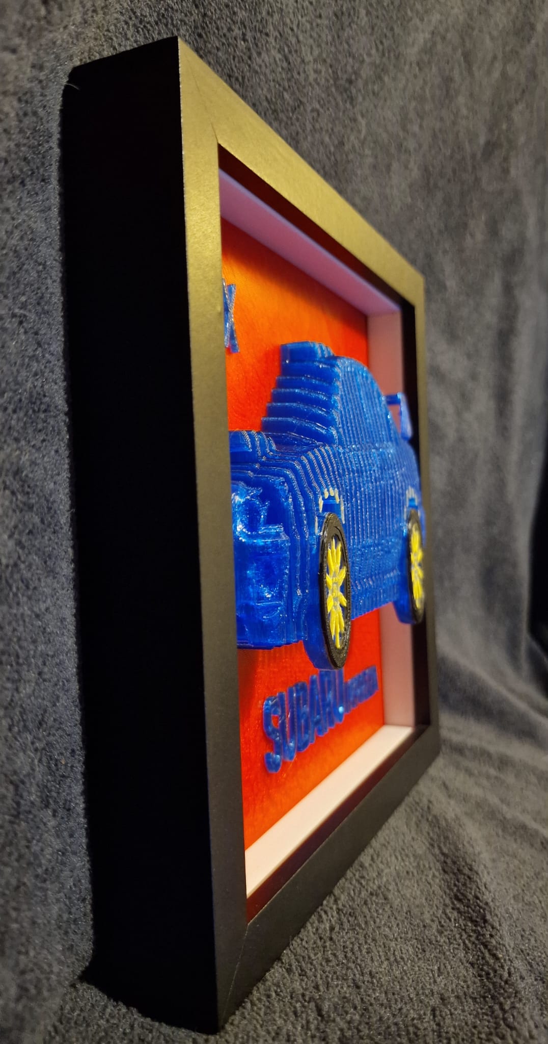 3D Printed Subaru Model in Shadow Box Frame – 20cm x 20cm