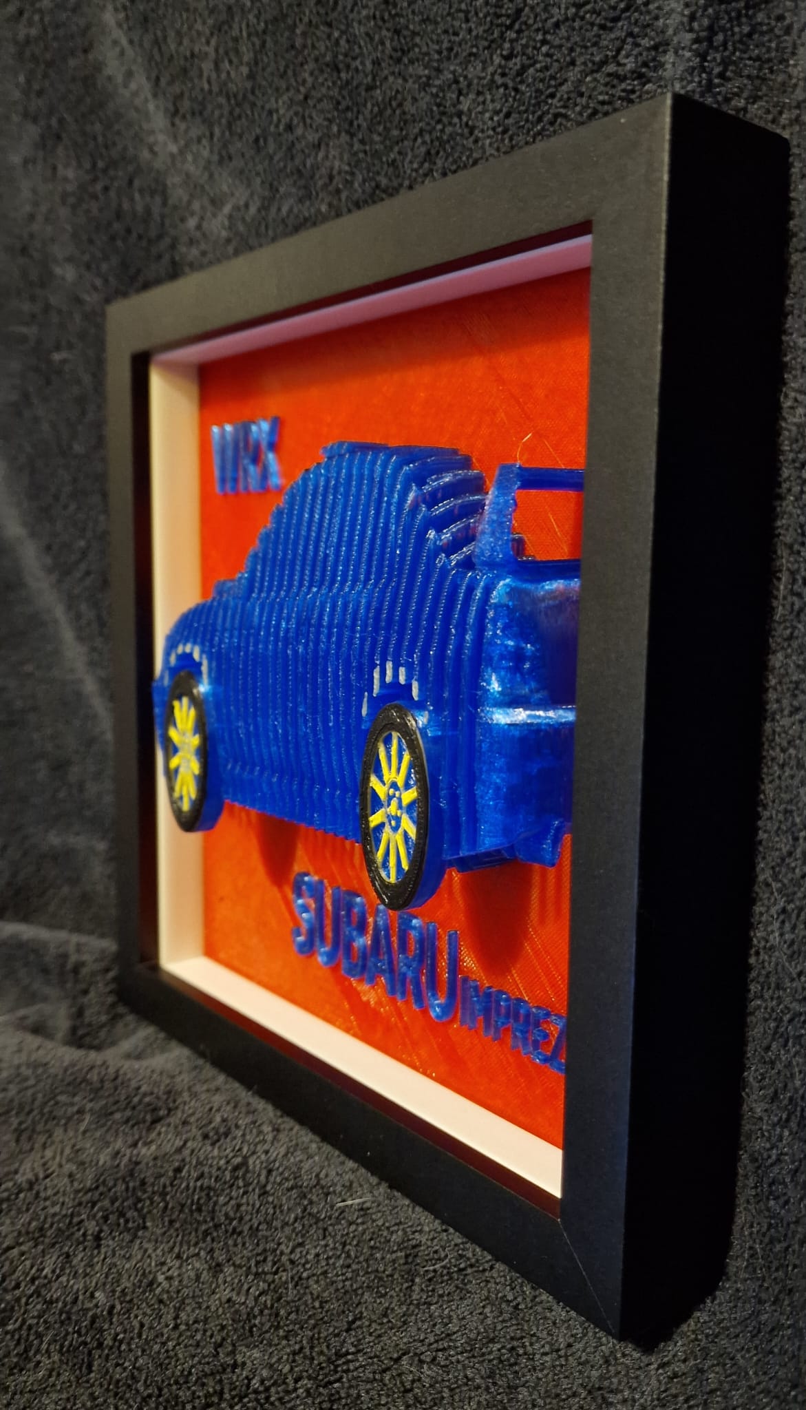 3D Printed Subaru Model in Shadow Box Frame – 20cm x 20cm