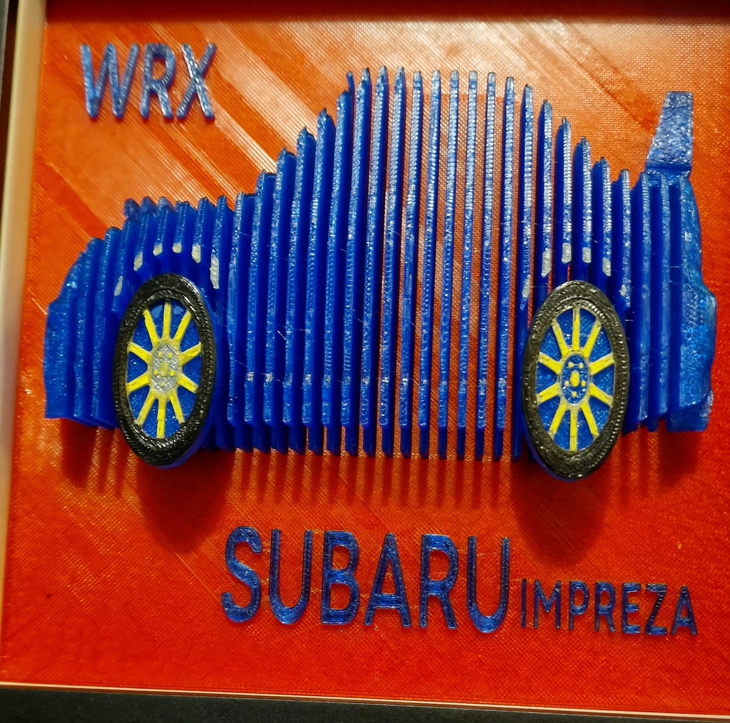 3D Printed Subaru Model in Shadow Box Frame – 20cm x 20cm