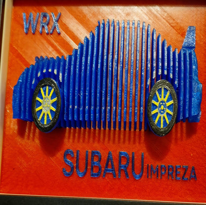 3D Printed Subaru Model in Shadow Box Frame – 20cm x 20cm