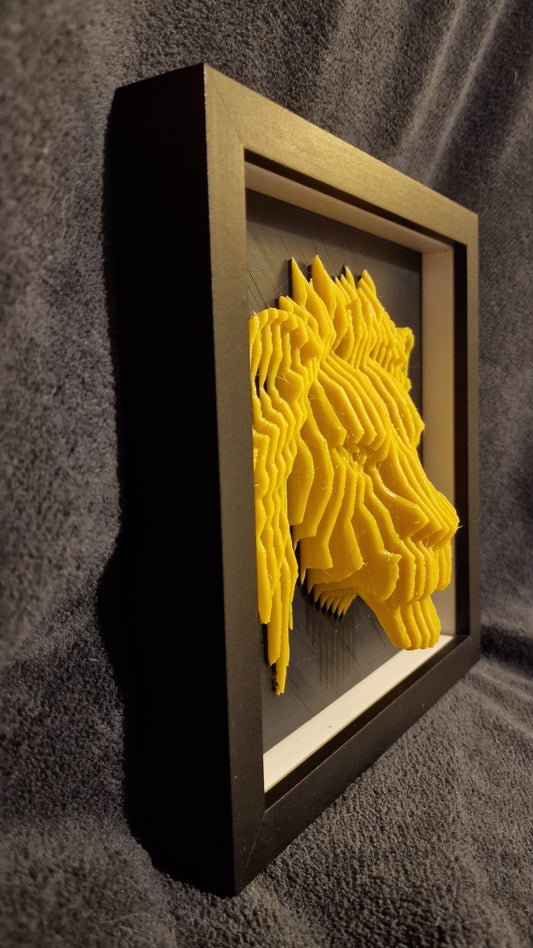 Gold Lion Shadow Box – 20x20x3cm | Bold & Elegant Wall Décor