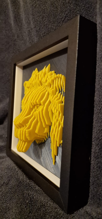 Gold Lion Shadow Box – 20x20x3cm | Bold & Elegant Wall Décor