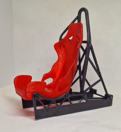 🏎️ 3D Printed Recaro Racing Seat Phone Holder with Roll Cage – Real Carbon Fibre – Custom Colours