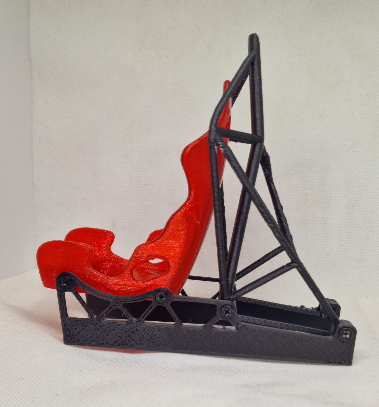 🏎️ 3D Printed Recaro Racing Seat Phone Holder with Roll Cage – Real Carbon Fibre – Custom Colours