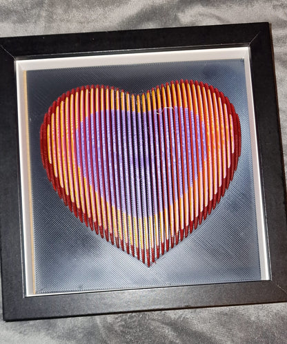 ❤️ 3D Printed Tri-Colour Heart in Shadow Box Frame – Ready to Hang or Display