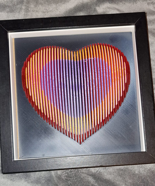 ❤️ 3D Printed Tri-Colour Heart in Shadow Box Frame – Ready to Hang or Display