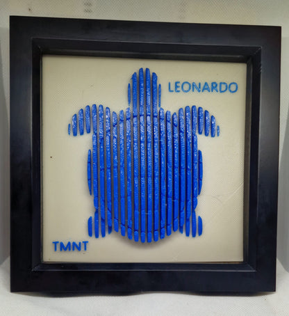 3D Printed Layered Baby Turtle “Leonardo” – TMNT-Inspired Collectible | Glow-in-the-Dark Shadow Box