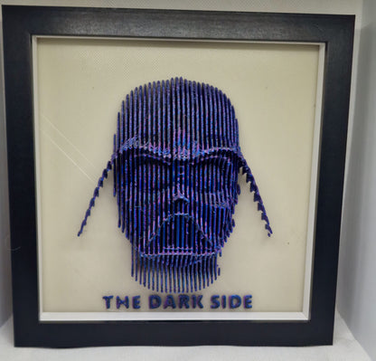 3D Darth Vader Shadow Box – Duo Dark PLA + Glow-in-the-Dark “The Dark Side” Background – Star Wars Display