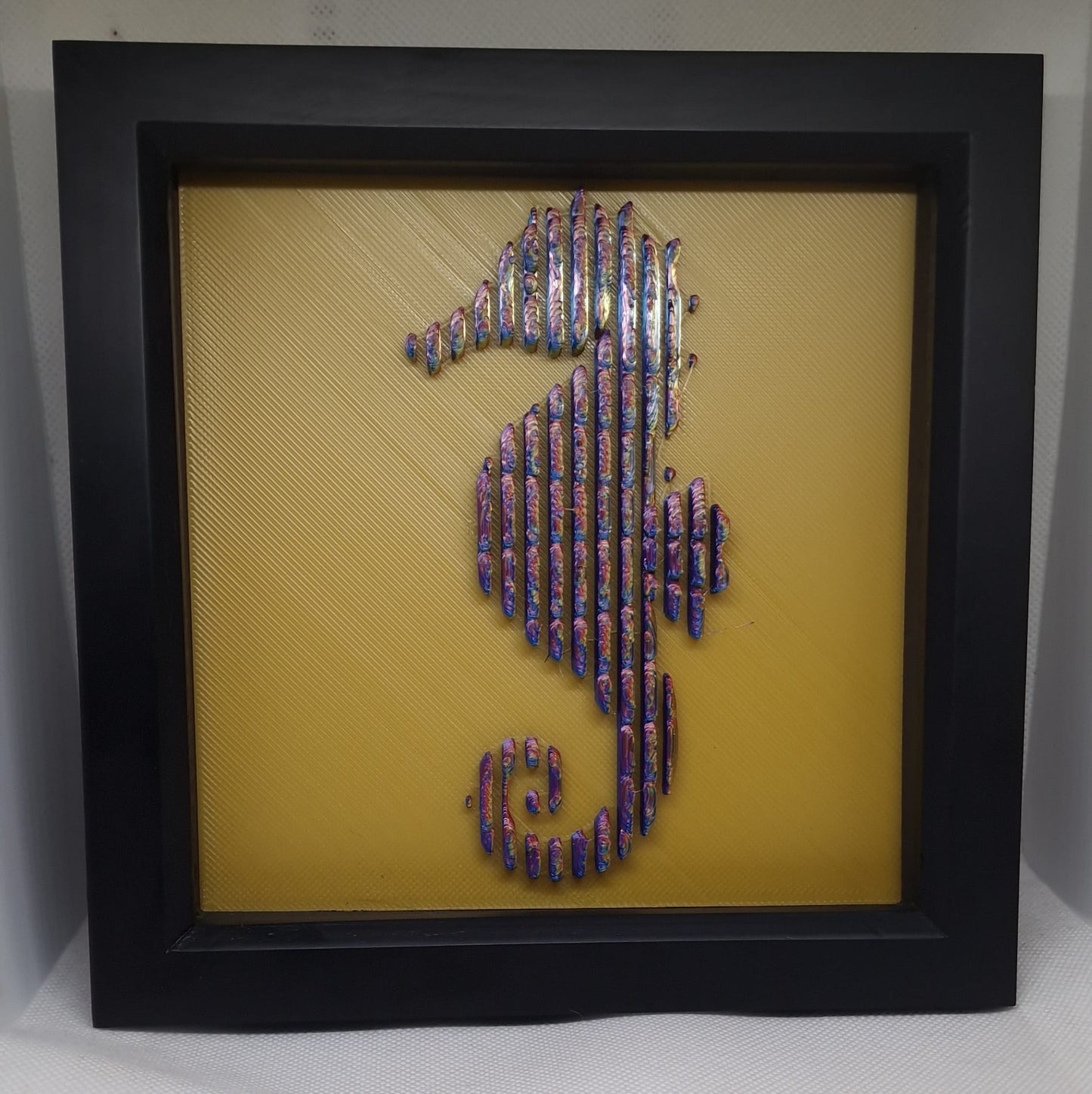 Vibrant 3D Quad Colour Seahorse – Castal Shadow Box Wall Art
