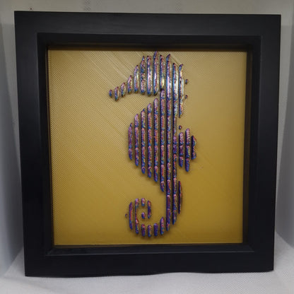Vibrant 3D Quad Colour Seahorse – Castal Shadow Box Wall Art